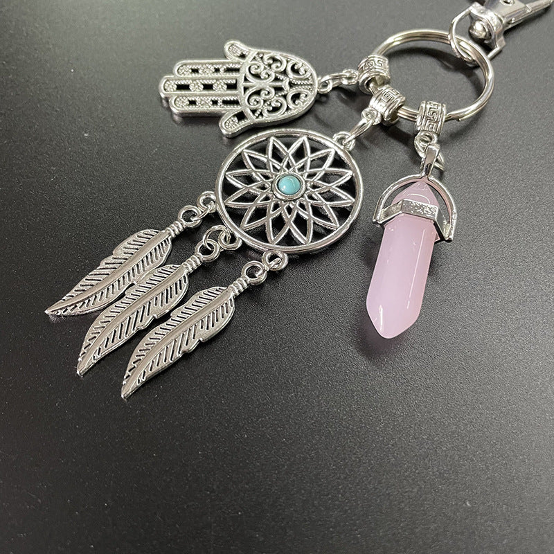 Wholesale Turquoise Green Dream Catcher Alloy Keychain